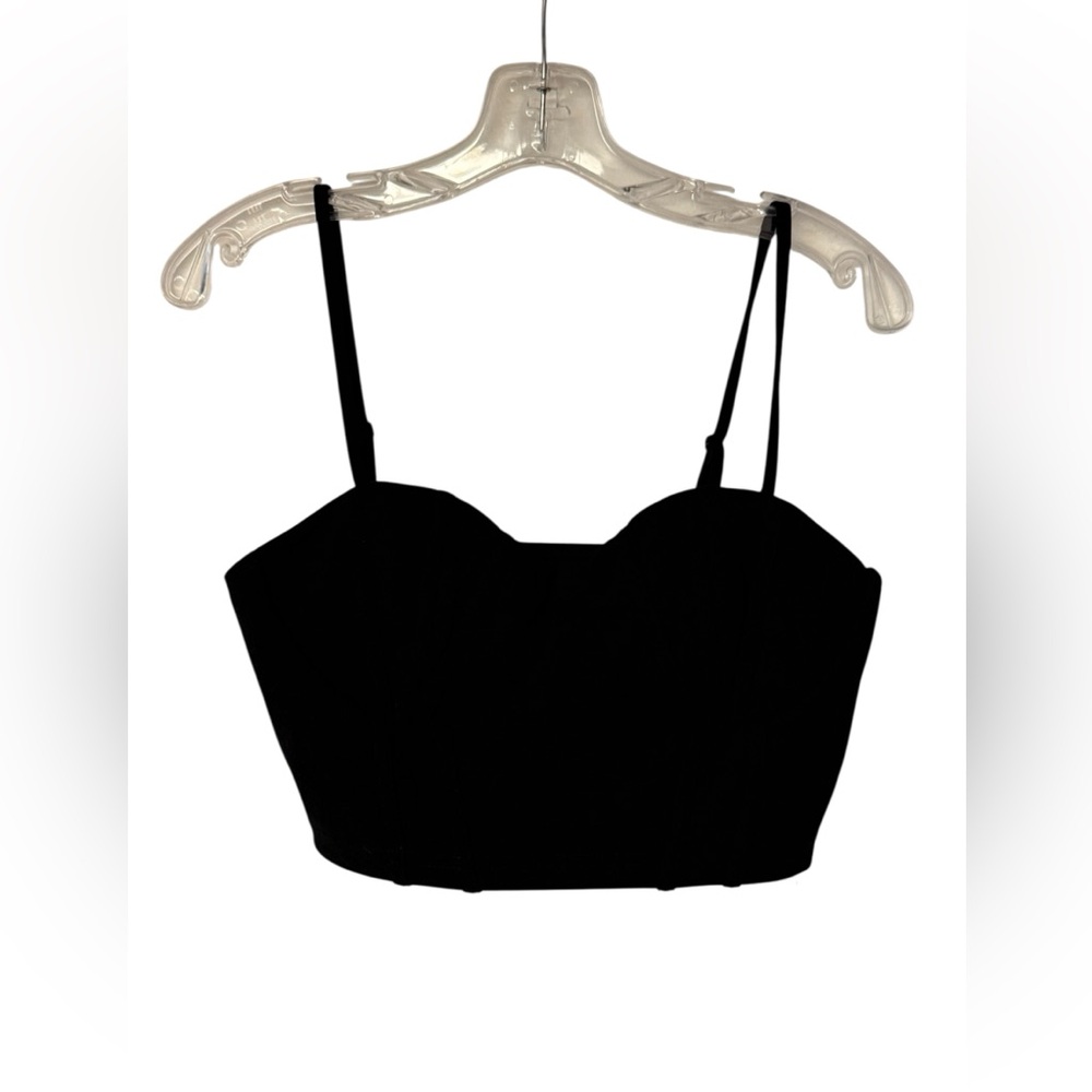 SHEIN Elegant Black Spaghetti Strap Crop Top